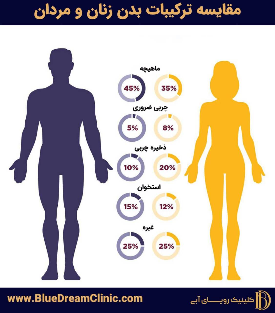 مقایسه ترکیبات بدن زنان و مردان