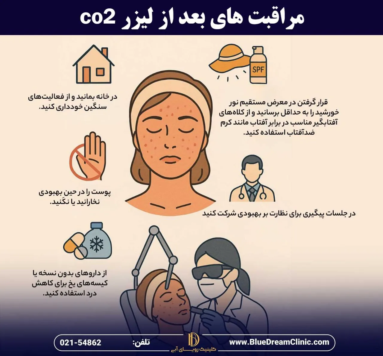 مراقبت های لازم بعد از لیزر co2